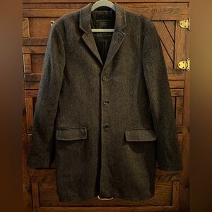 ALLSAINTS Spitafields Mens Wool long Herringbone Coat 40